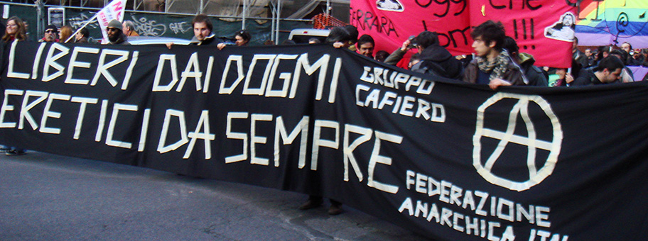 Demonstration von Anarchisten in Rom, Italien.