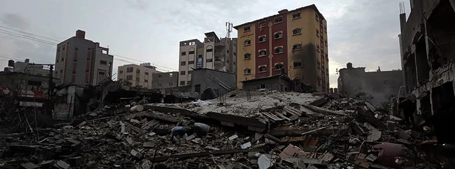 Zerstörte Gebäude im Gaza Streifen nach israelischen Bombardements, 17. Oktober 2023.