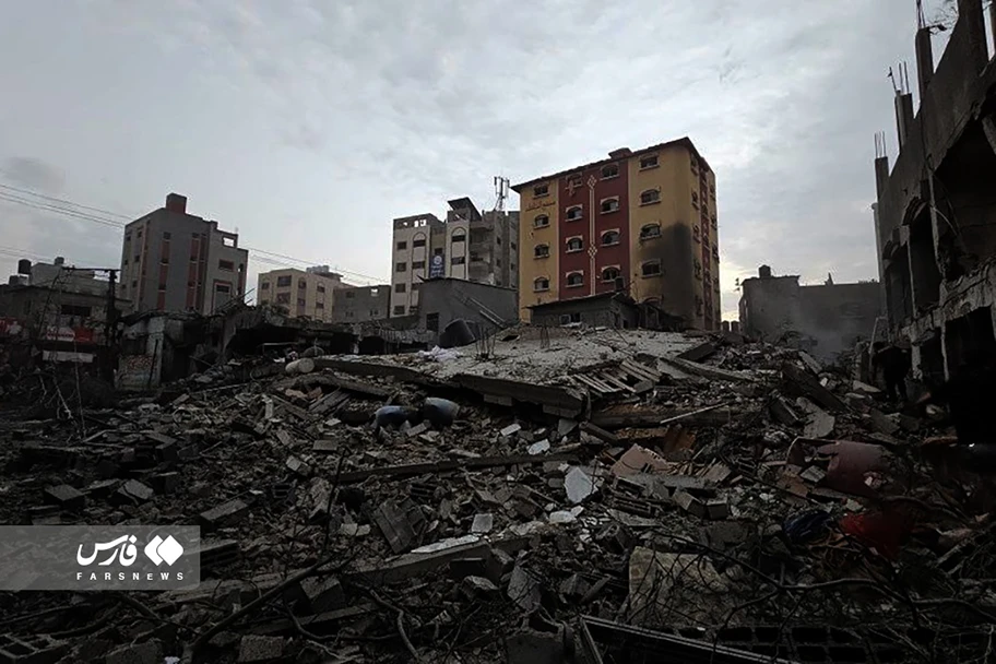 Zerstörte Gebäude im Gaza Streifen nach israelischen Bombardements, 17. Oktober 2023.