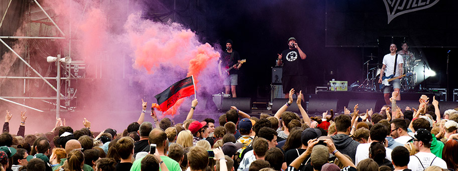 Die Band «Feine Sahne Fischfilet» auf dem Kosmonaut Festival 2014 in Chemnitz Oberrabenstein.