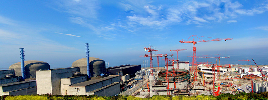Der Neubau des dritten Druckwasser-Reaktor EPR beim Atmokraftwerk Flamanville in Frankreich.