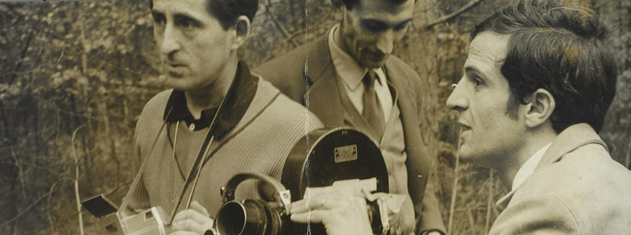 Der französische Filmregisseur François Truffaut (rechts im Bild), 1963.