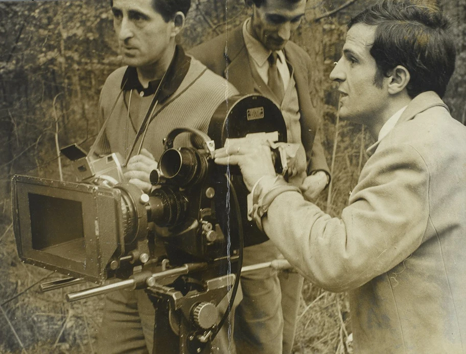 Der französische Filmregisseur François Truffaut (rechts im Bild), 1963.