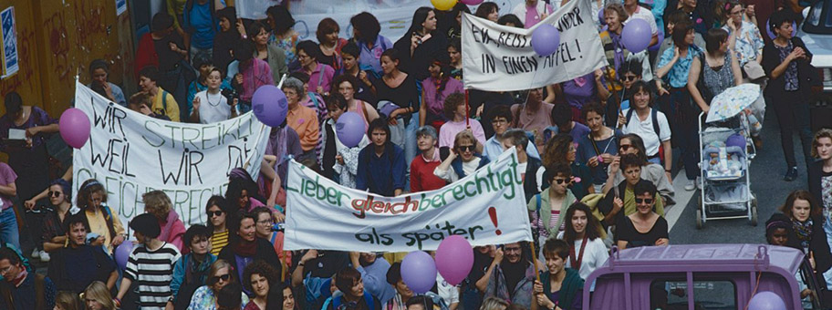 Frauenstreiktag in der Schweiz, Kundgebung in Zürich, Juni 1991.