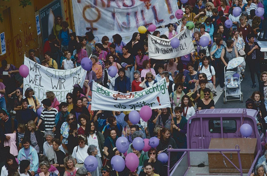 Frauenstreiktag in der Schweiz, Kundgebung in Zürich, Juni 1991.