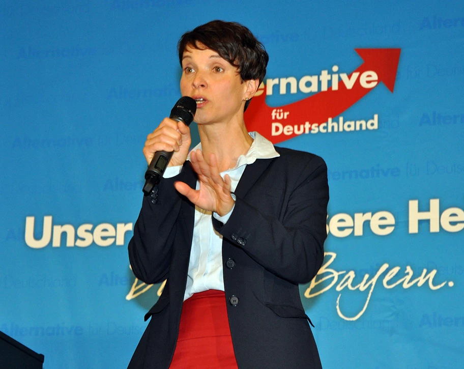 Frauke Petry bei einer Kundgebung der AfD im Münchner Hofbräukeller, 2016.