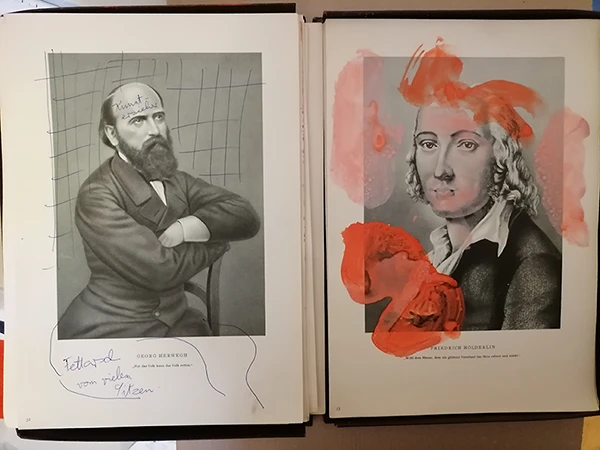 Portrait von Friedrich Hölderlin (rechts).