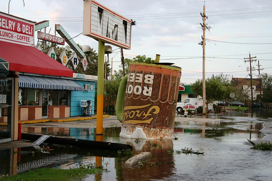 Zerstörungen in New Orleans nach dem Hurrikan Katrina.