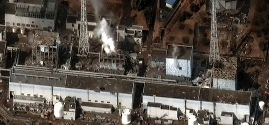The Fukushima I Nuclear Power Plant after the 2011 Tōhoku earthquake and tsunami.