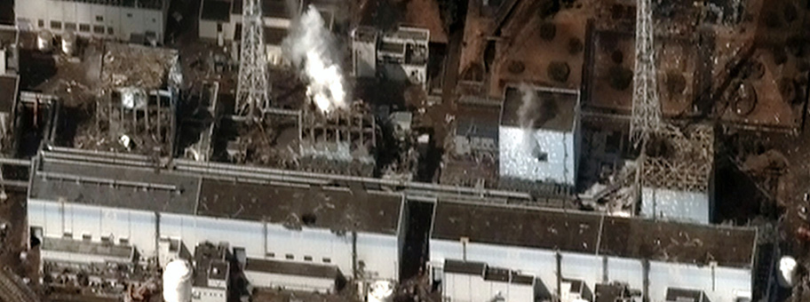 The Fukushima I Nuclear Power Plant after the 2011 Tōhoku earthquake and tsunami.