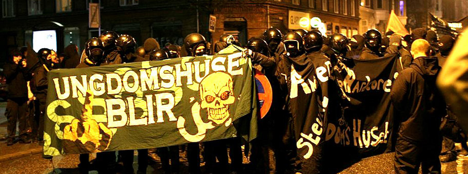 Demo in Kopenhagen für den besetzten Punk-Treffpunkt Ungdomshuset, Dezember 2006.
