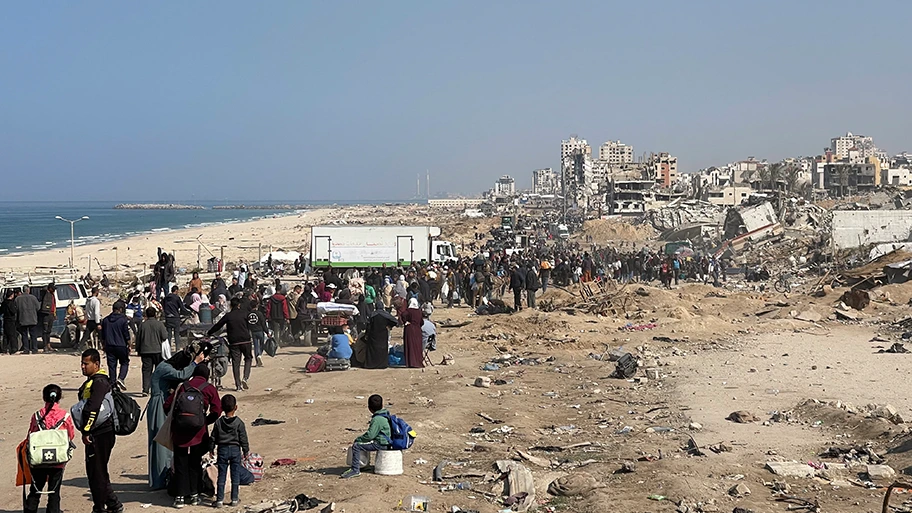 Flüchtlingsstrom im zerstörten Gaza-Streifen, 29. Januar 2025.