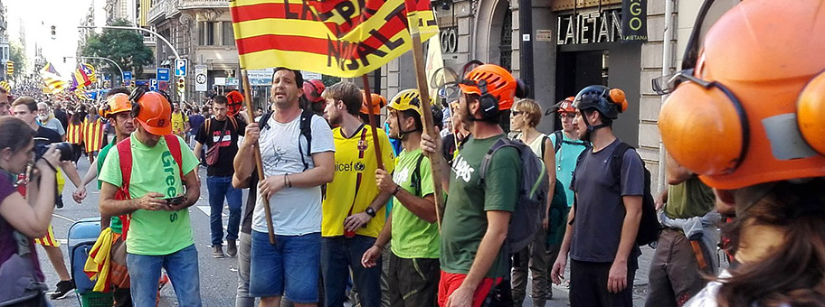 Demonstration gegen die Polizei-Brutalität am Referendumstag in Barcelona, Oktober 2017.