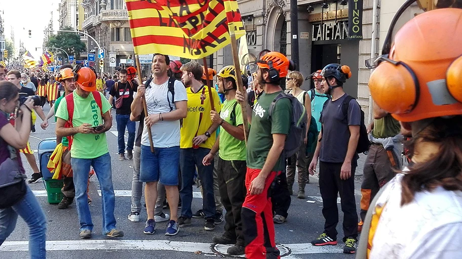 Demonstration gegen die Polizei-Brutalität am Referendumstag in Barcelona, Oktober 2017.