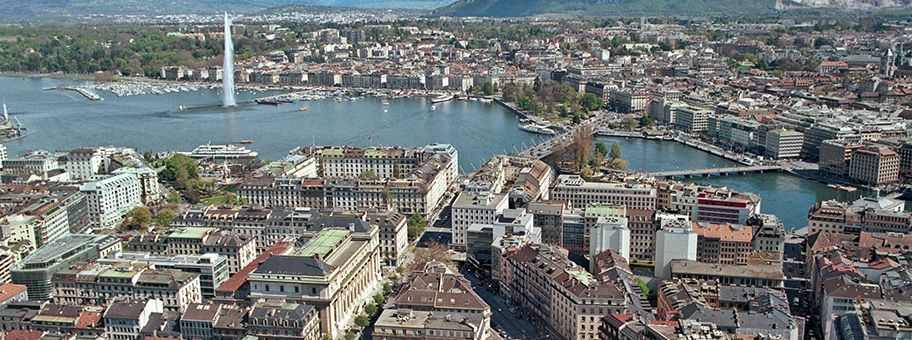 Panoramablick auf Genf, einer der grössten Handelsplätze für Rohstoffe weltweit.