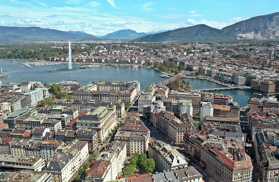 Panoramablick auf Genf, einer der grössten Handelsplätze für Rohstoffe weltweit.