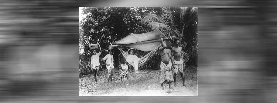Deutscher Kolonialherr in Togo (ca. 1885), damals deutsche Kolonie, nach dem Ersten Weltkrieg französisches Mandatsgebiet.