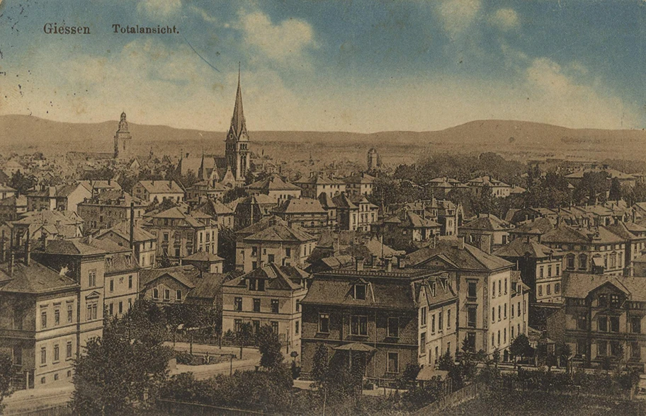 Stadtansicht von Gießen, Hessen, 1914.
