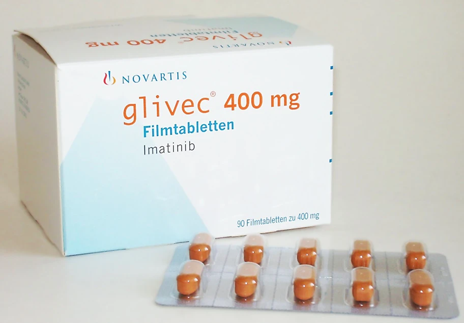 Packung des Krebsmedikaments Glivec von Novartis.