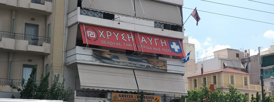 Hauptquartier der „Goldenen Morgenröte“ in Athen, Juli 2019.