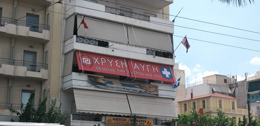 Hauptquartier der „Goldenen Morgenröte“ in Athen, Juli 2019.