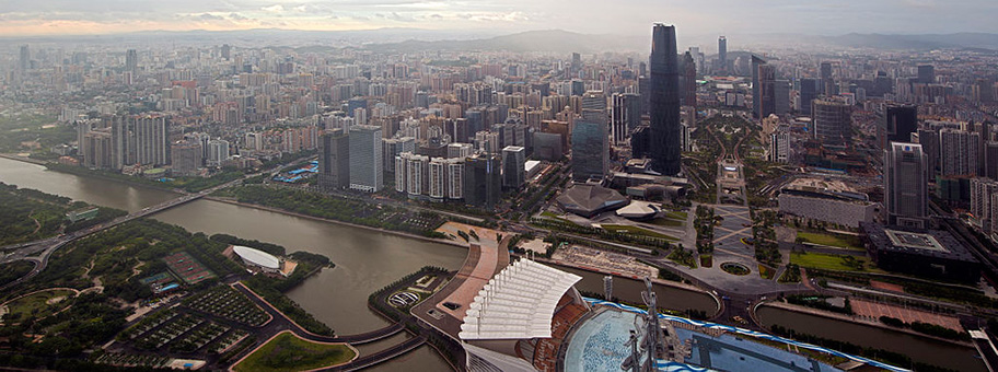 Panoramabild von Guangzhou, Hauptstadt der chinesischen Provinz Guangdong.