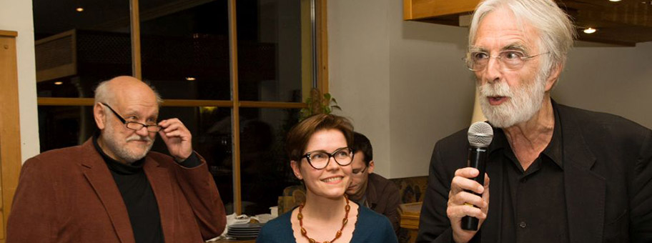 Verleihung Papierener Gustl 2013 (Bester internationaler Film 2003 bis 2012 «Das weisse Band») v.l.n.r. Herbert Wilfinger, Gabriele Knittel, Michael Haneke.