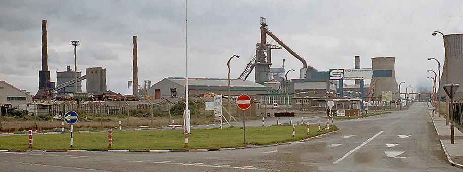 British Steel in Hartlepool. 1988 privatisierte die Regierung Thatcher British Steel.