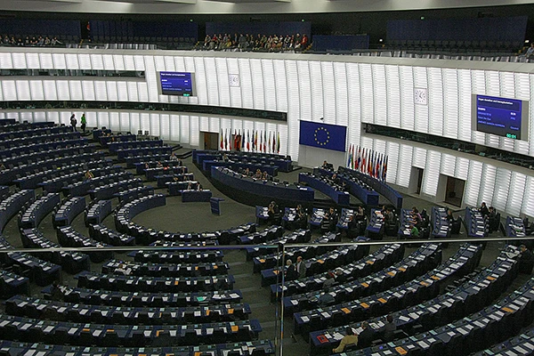 Debatte im europäischen Parlament in Strasbourg.