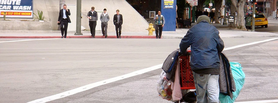 Obdachloser Mann in Los Angeles.
