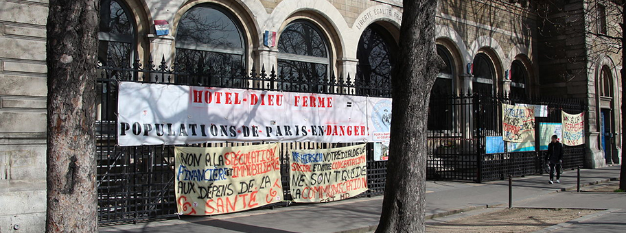 Streik der Angestellten im Spital «Hôpital de l'Hôtel-Dieu» in Paris, Frankreich.