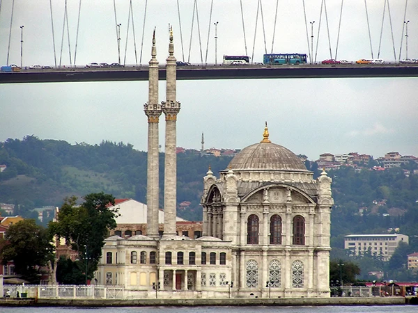 Bosporus-Brücke in Istanbul über Ortaköy-Moschee.