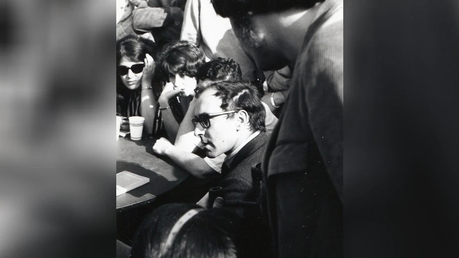 Jean-Luc Godard in Berkeley, 1968.