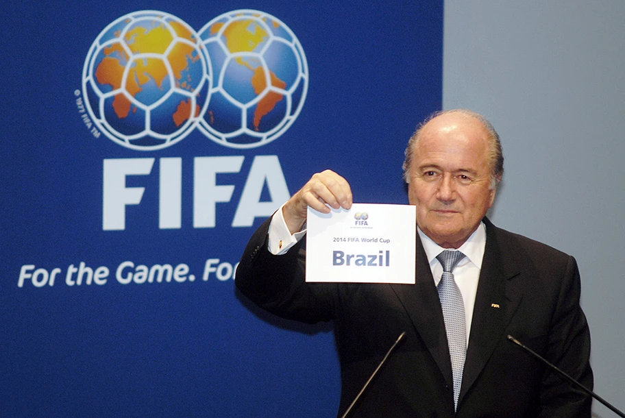 FIFA-Präsident Joseph Blatter bei der offiziellen Vergabe der WM an Brasilien, Oktober 2007.