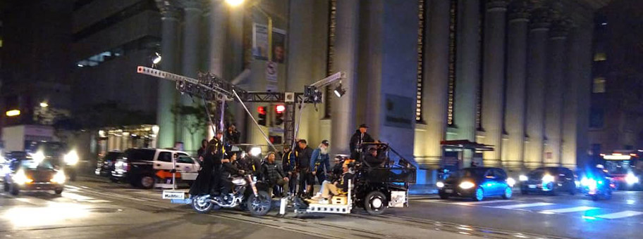 Keanu Reeves und Carrie-Ann Moss beim Dreh von Matrix 4 in San Francisco, Februar 2020.