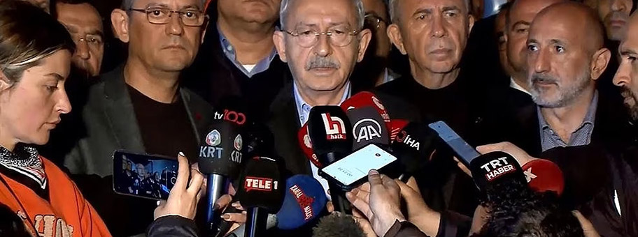 Präsidentschaftskandidat Kemal Kılıçdaroğlu vom Oppositionsblock Millet Alliance an einer Pressekonferenz am 11. März 2023.
