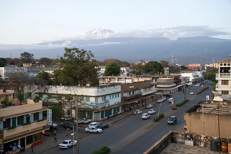 Die Stad Moshi, Tanzania.