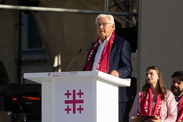 Frank-Walter Steinmeier bei der Eröffnung. Kirchentag 2025 Hannover.