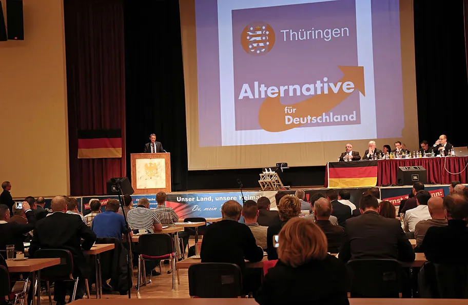 Björn Höcke am Landesparteitag der AfD in Arnstadt, April 2016.