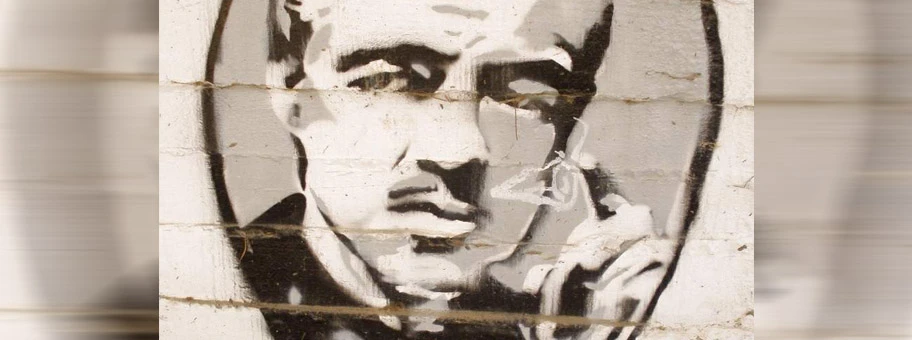 Portrait von Marlon Brando in der „Der Pate“. Graffiti in Legutio (Álava).