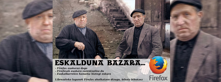 Werbekampagne auf Baskisch für den quelloffenen Firefox-Browser, März 2018.