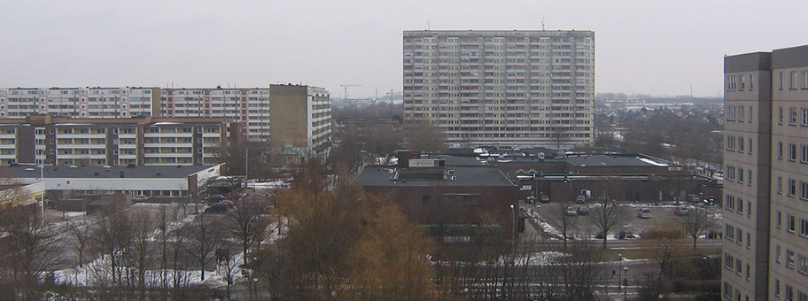 Wohnblocks in Malmö, Schweden. Ärkan