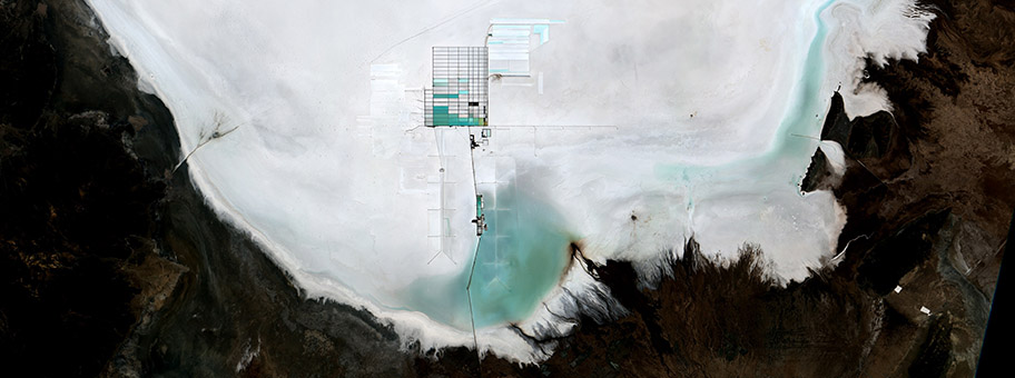 Lithium-Mine am Salar de Uyuni in Bolivien.