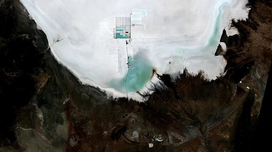 Lithium-Mine am Salar de Uyuni in Bolivien.