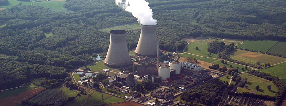 Luftbild vom Kernkraftwerk Gundremmingen.