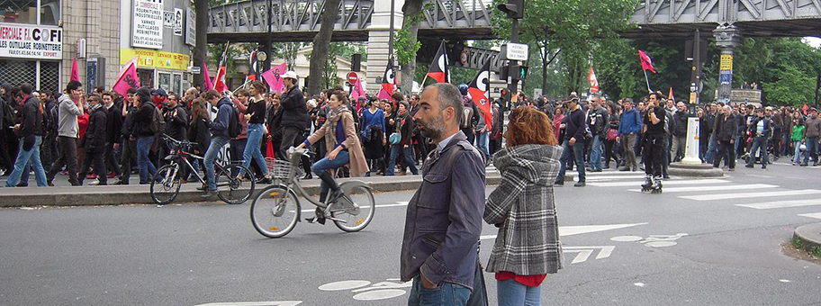 Antifa-Demo in Paris, Frankreich.