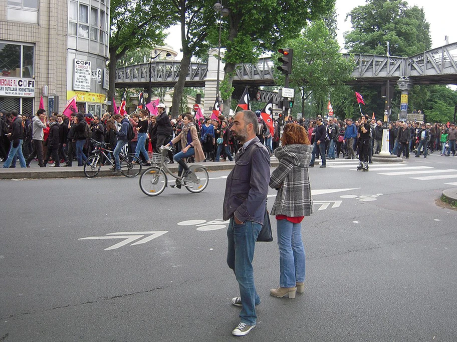 Antifa-Demo in Paris, Frankreich.