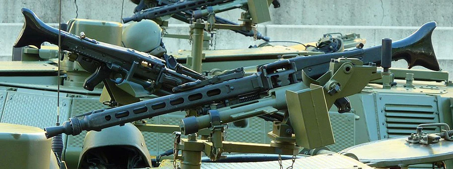 Deutsches Maschinengewehr vom Typ MG-3, welches von der ISIS im Kampf gegen die kurdische Peschmerga eingesetzt wird.
