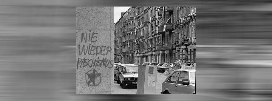 Die besetzte Mainzer Strasse in Berlin-Friedrichshain, 1990.