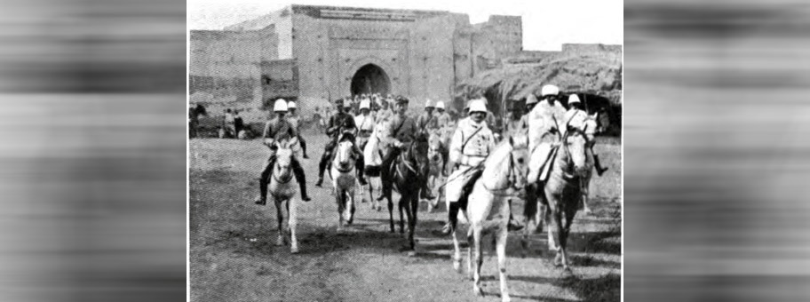 Französische Truppen unter Colonel Charles Mangin in Marakesch am 9. September 1912.